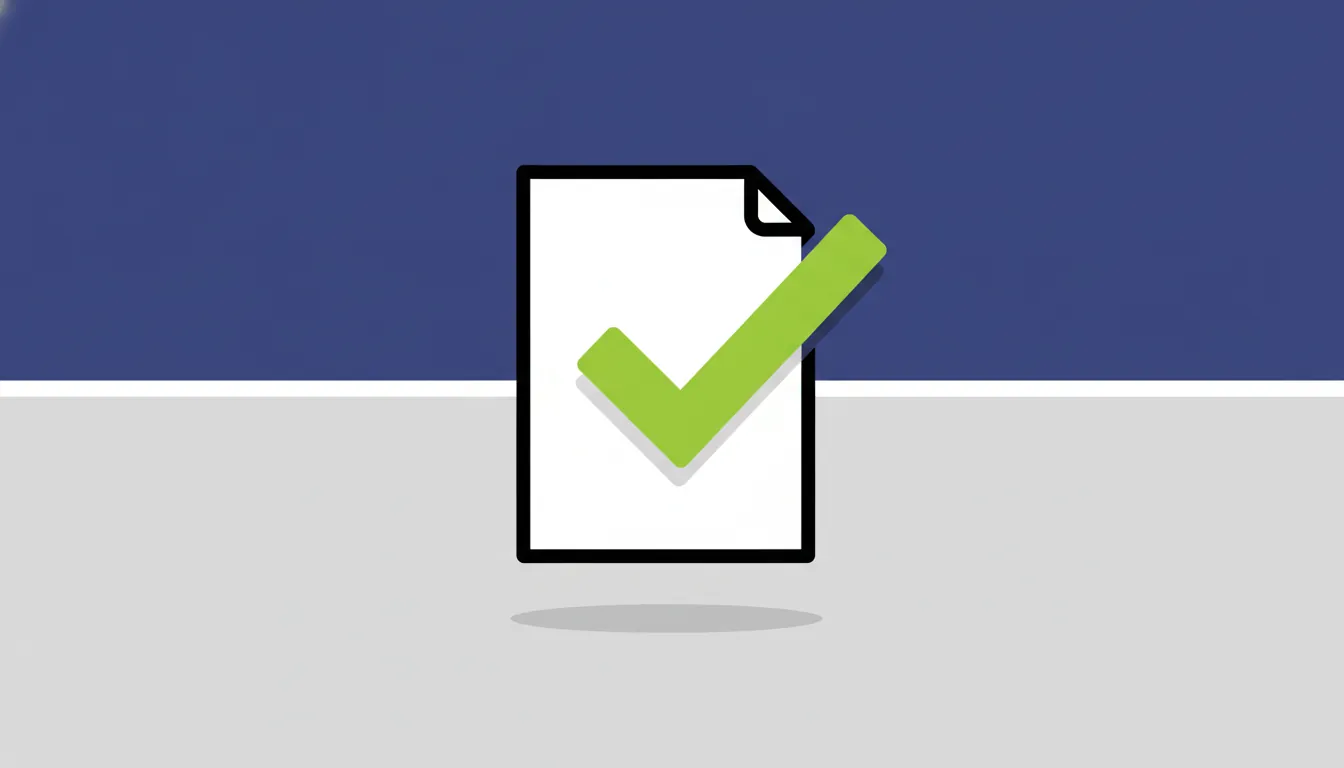 A flat design of a document with a checkmark representing evidence generation in biopharma.