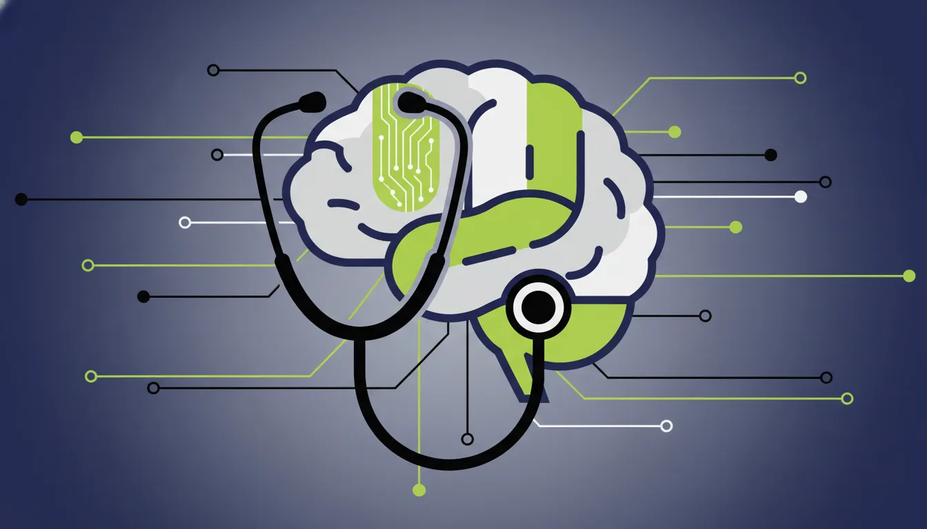 A stethoscope and brain silhouette representing AI in healthcare