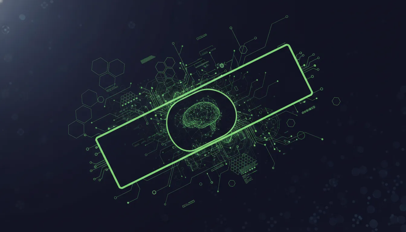 A minimalist representation of a pathology slide with an AI overlay in a dark color scheme.