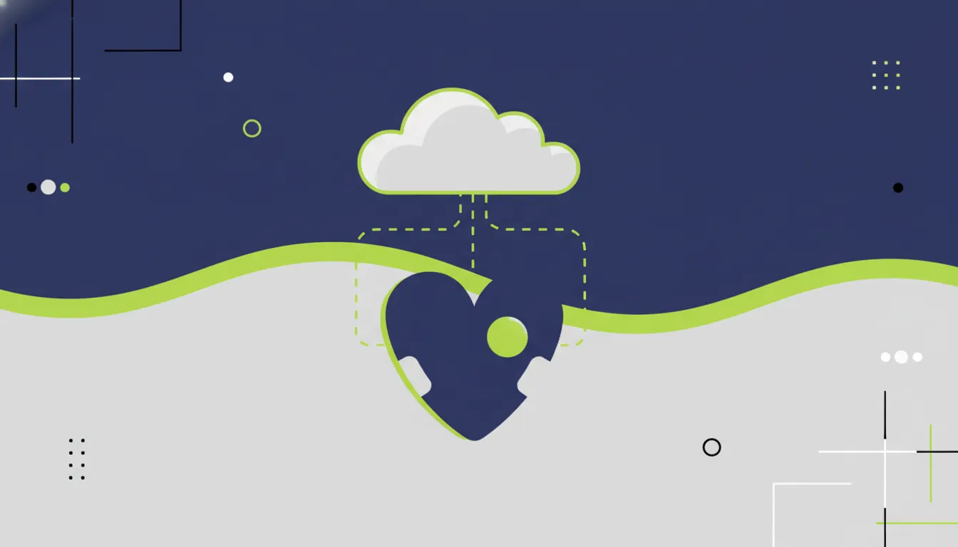 A flat illustration of a cardiac device with a cloud icon above it, symbolizing digital health innovation.