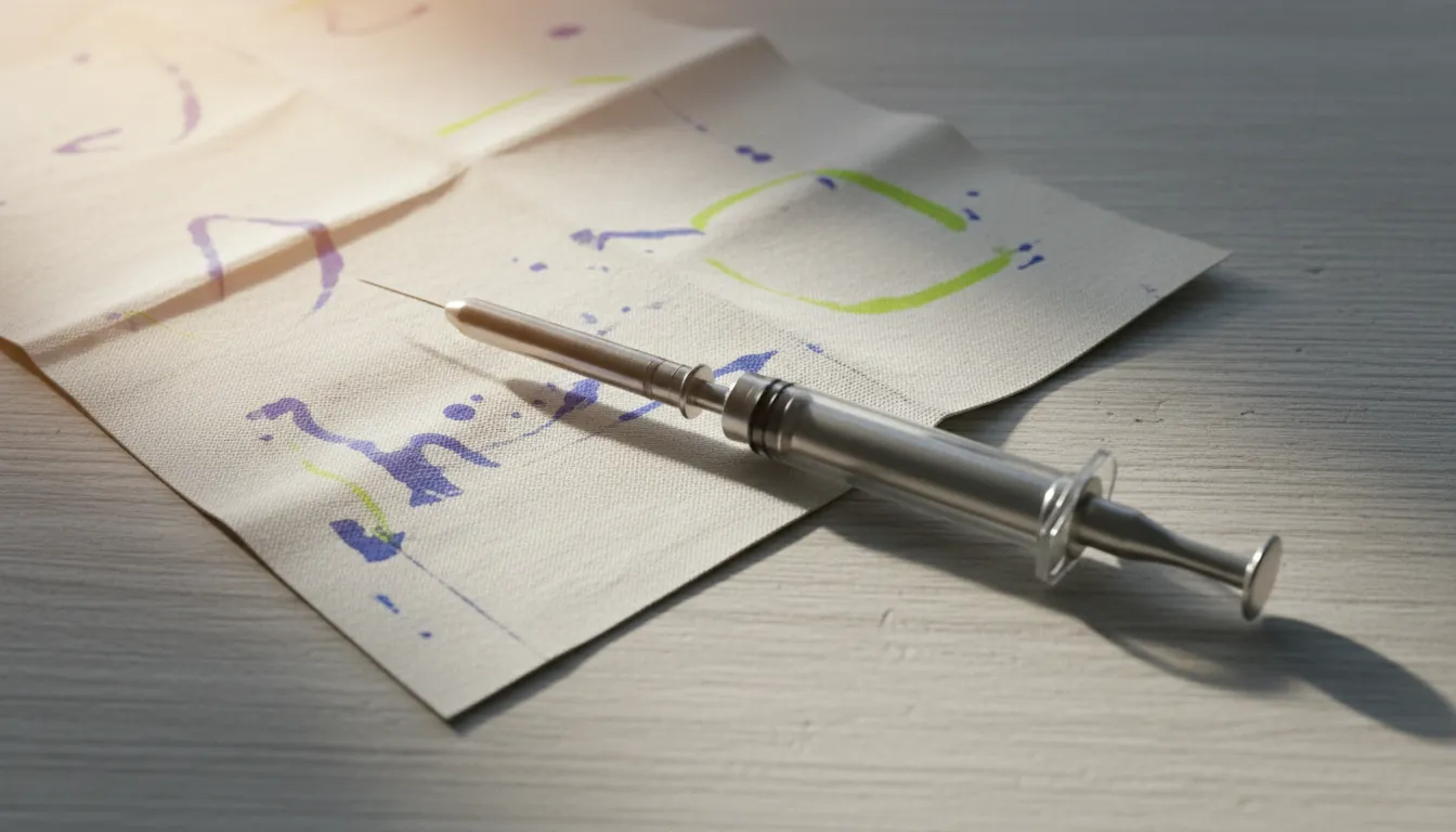 A syringe and medical chart in a clinical setting