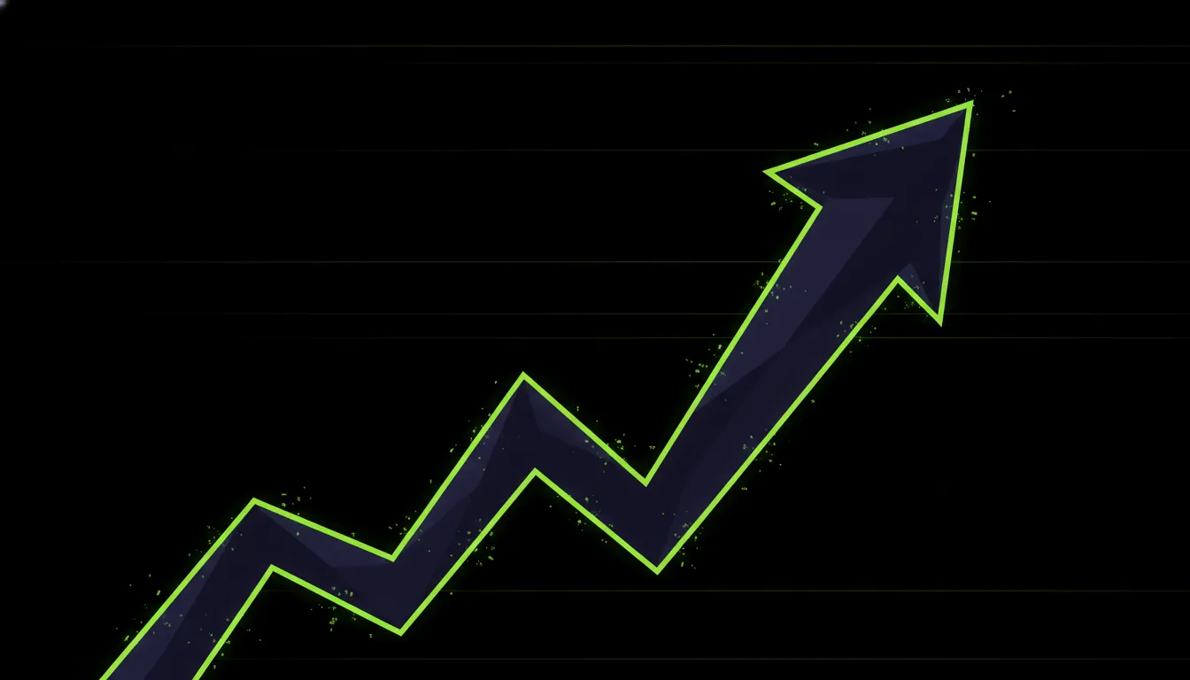 Stylized upward arrow symbolizing stock growth