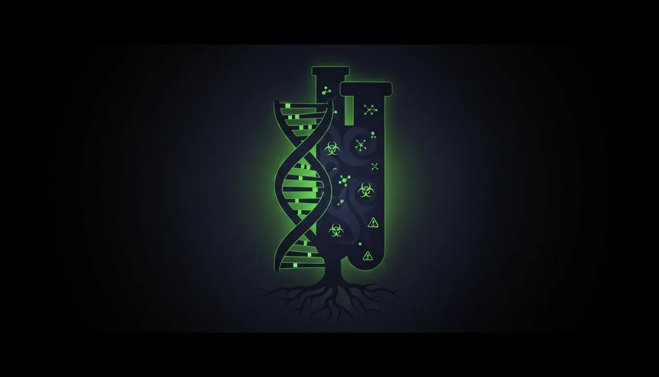 Stylized DNA helix and test tube illustration