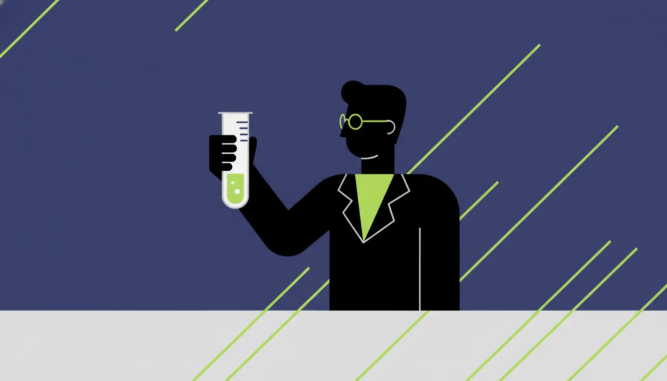 A researcher with a test tube in a lab setting