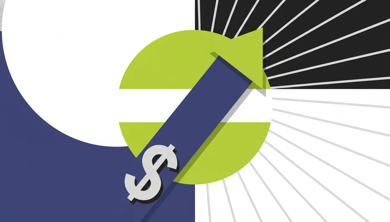 An upward arrow with a dollar sign, representing stock performance in healthcare diagnostics.