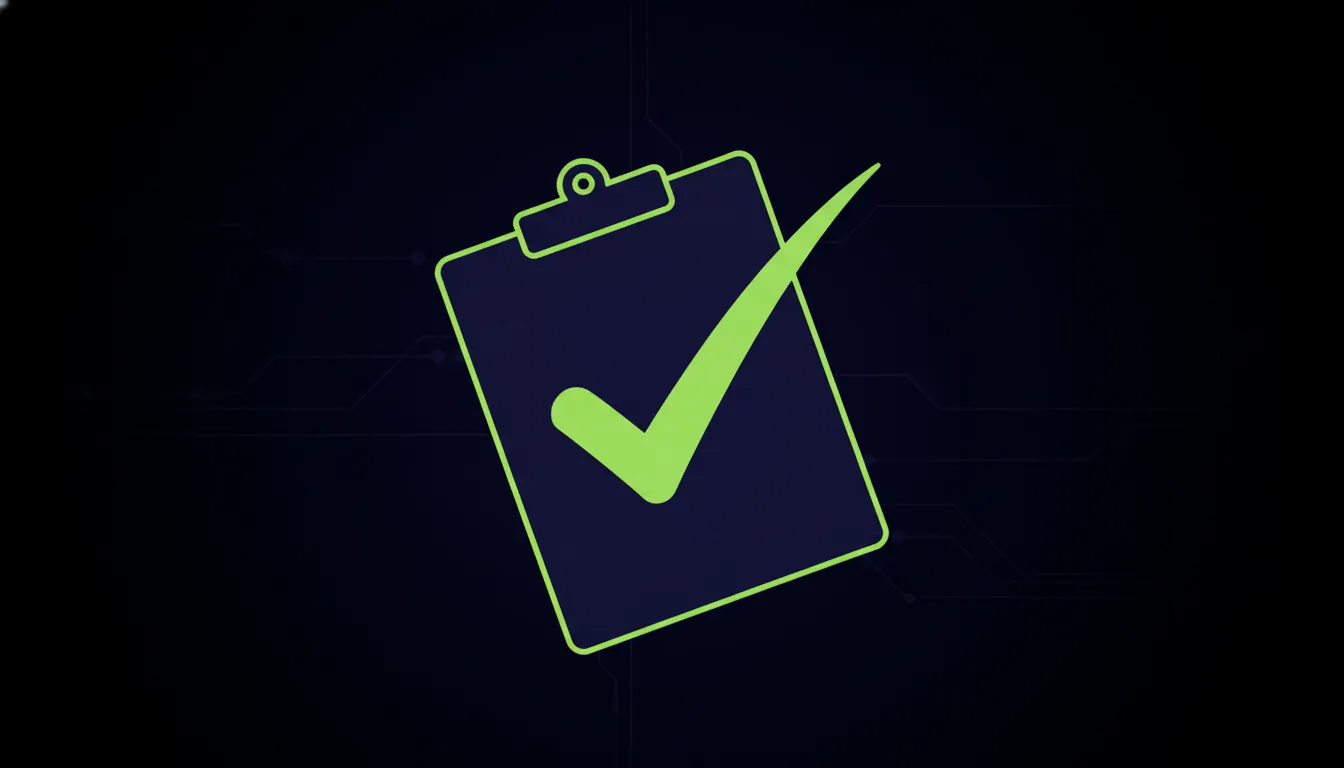 A minimalist representation of a clipboard with a checkmark, symbolizing workflow efficiency in pharmaceuticals.