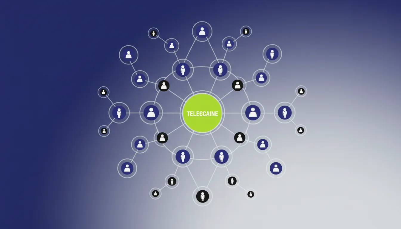 Silhouette of interconnected circles representing a healthcare network