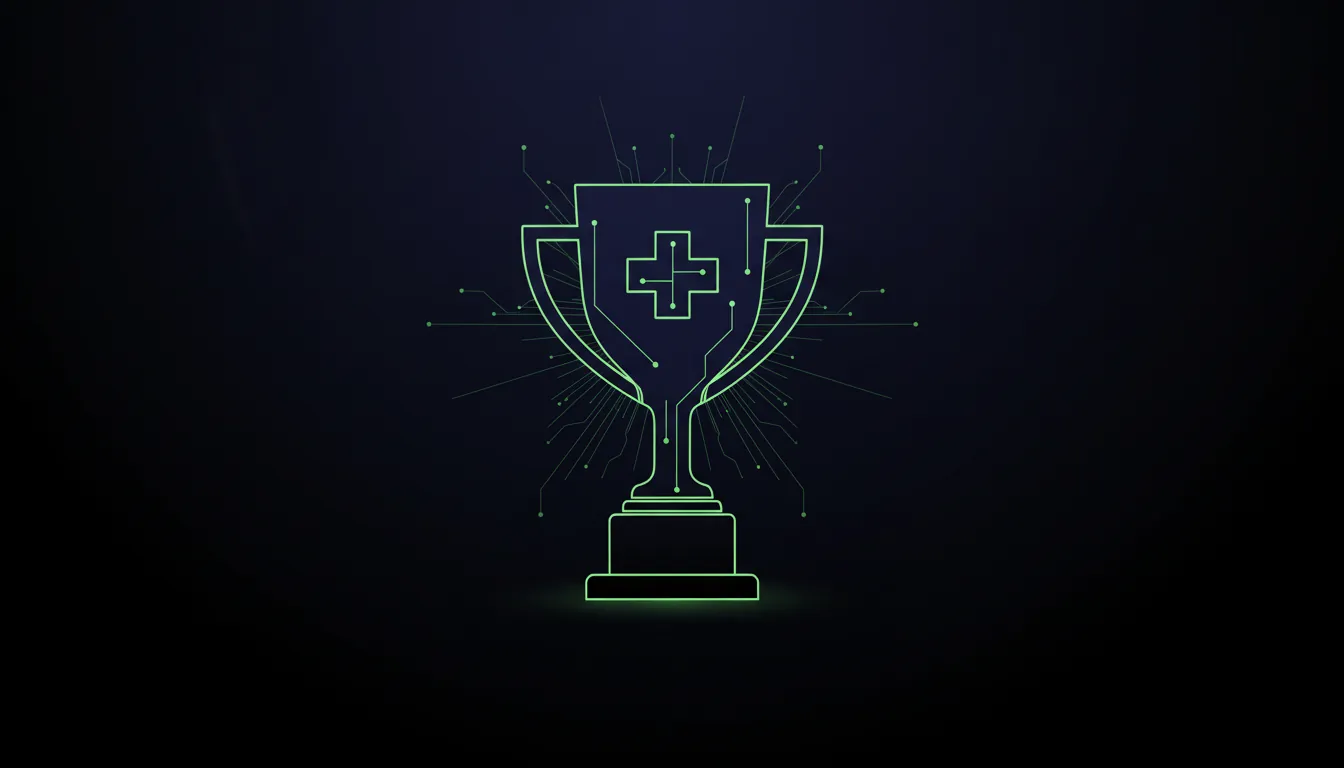 A minimalist trophy silhouette representing the MedTech Award in a dark color scheme.