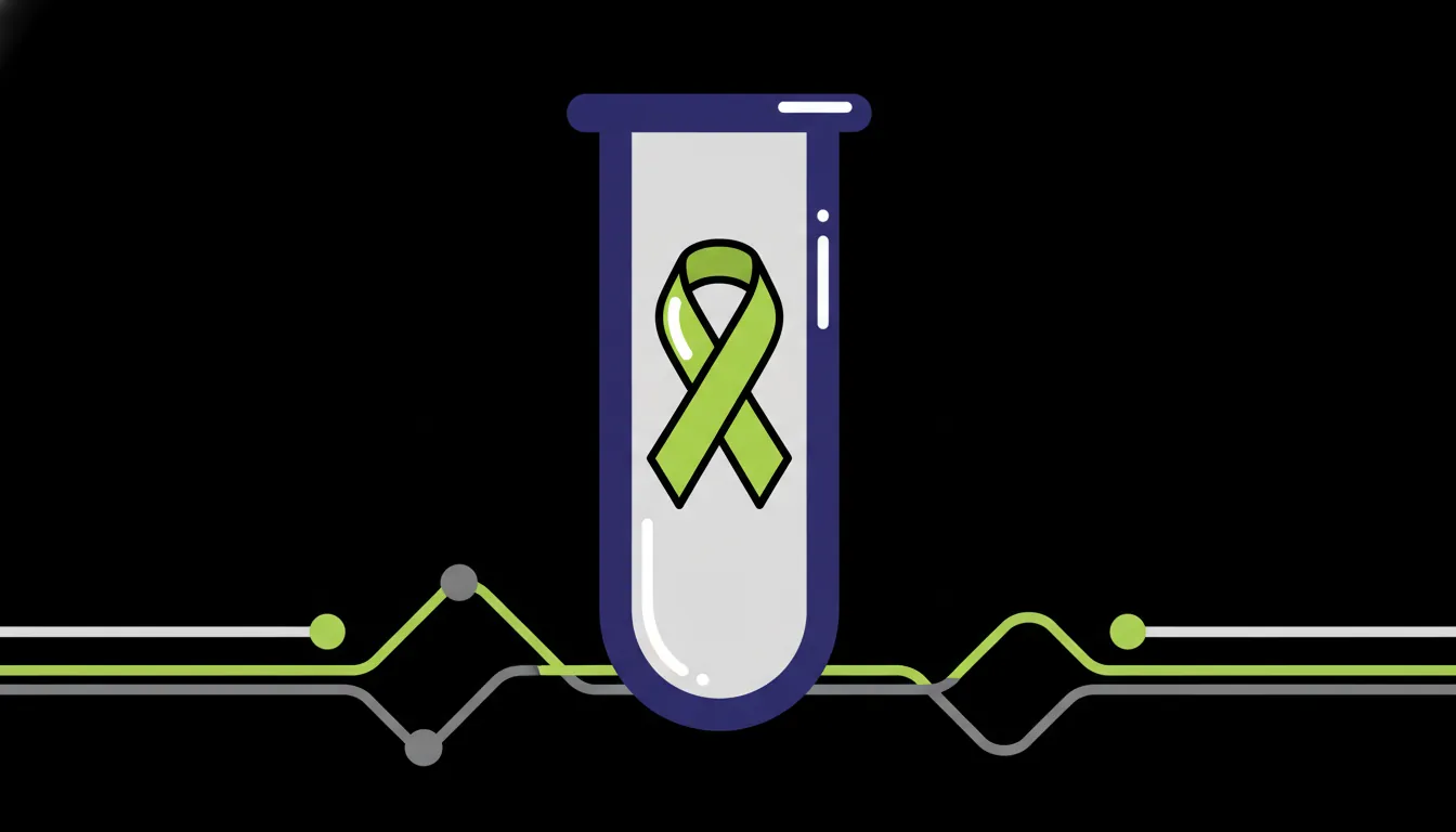 A test tube with a breast cancer ribbon inside, symbolizing the EAI test.