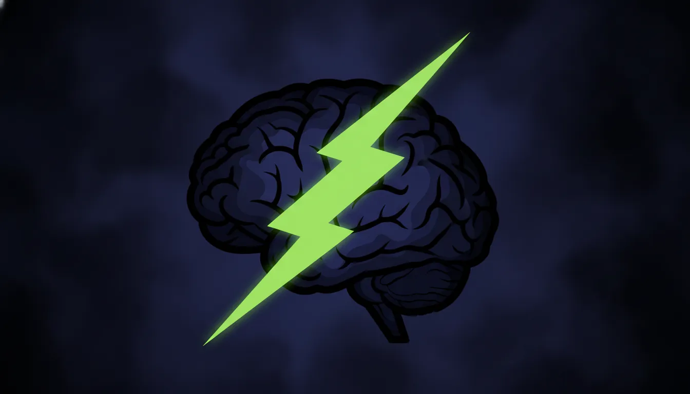 A minimalist representation of a brain and energy bolt symbolizing AI efficiency.