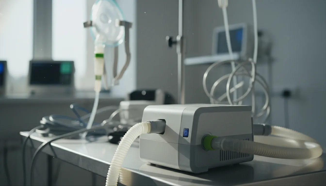 Close-up of a respiratory device in a clinical setting