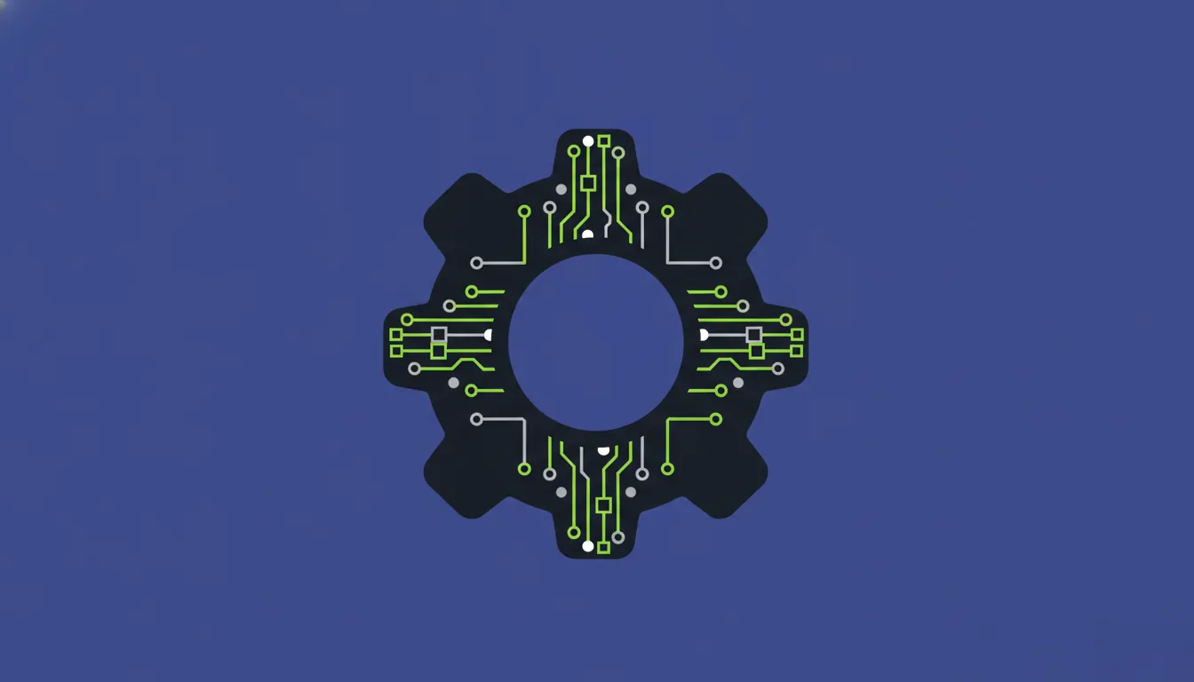 A minimalist illustration of a gear with a circuit pattern, symbolizing industrial AI.