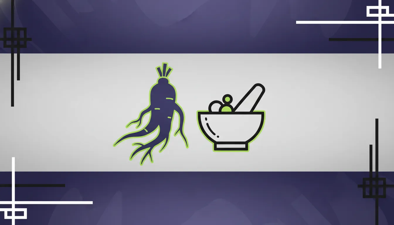 Silhouette of ginseng and mortar and pestle representing Traditional Chinese Medicine