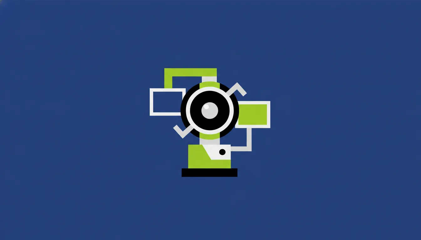 A flat illustration of a surgical visualization system with a camera lens.