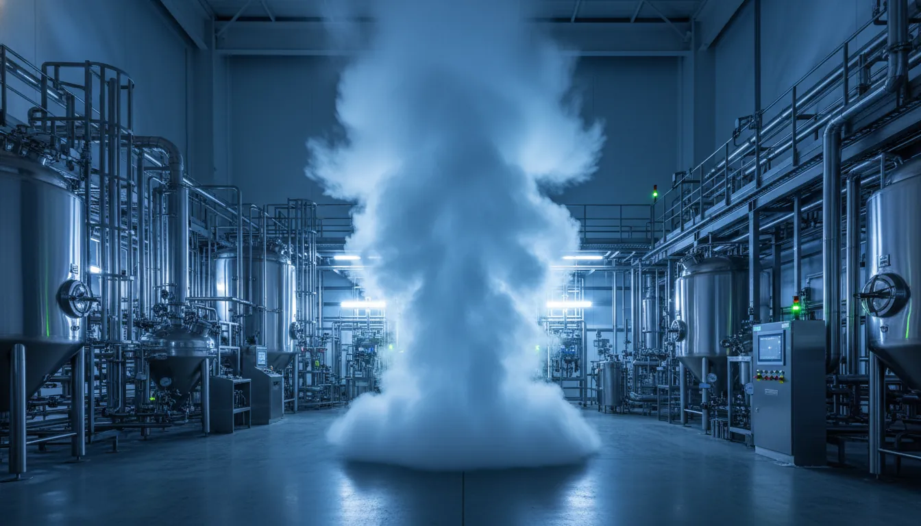 Vapor cloud in a pharmaceutical manufacturing facility