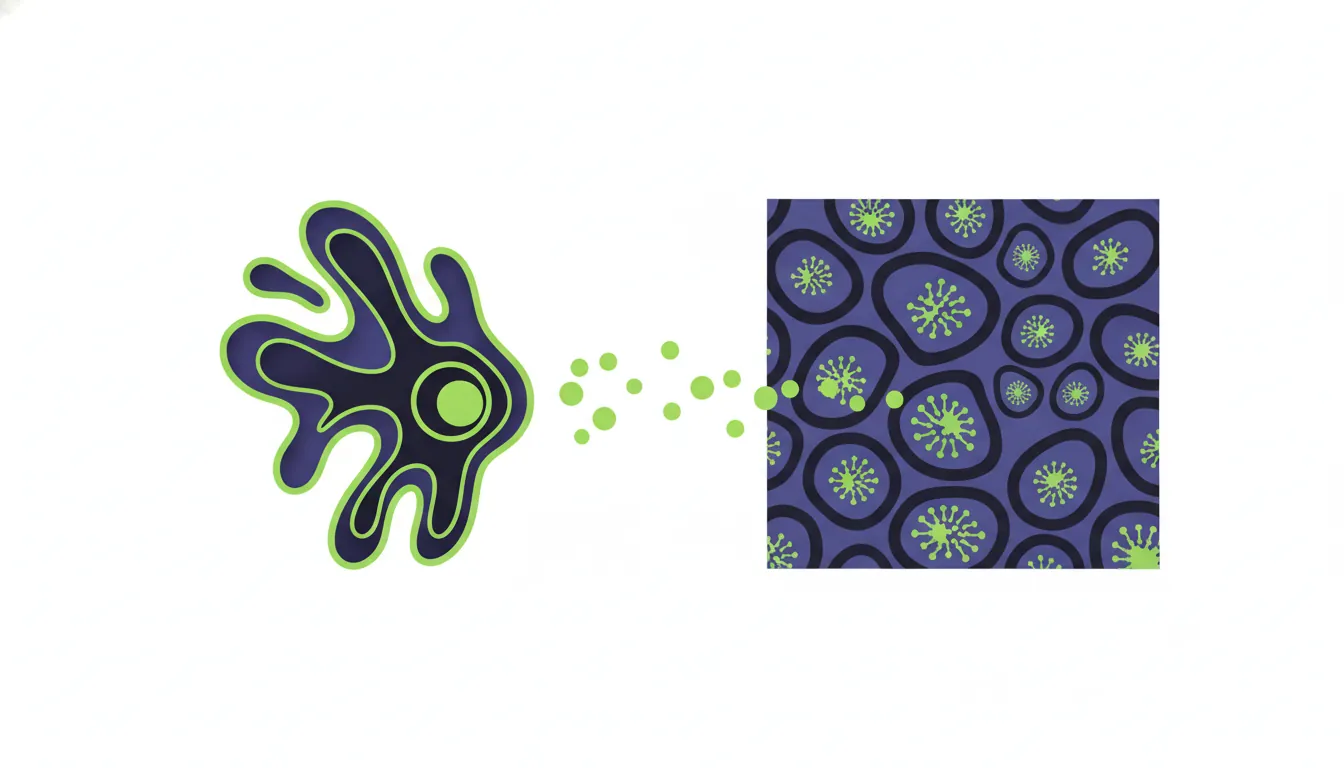 Minimalist illustration of a T-cell and breast tissue sample