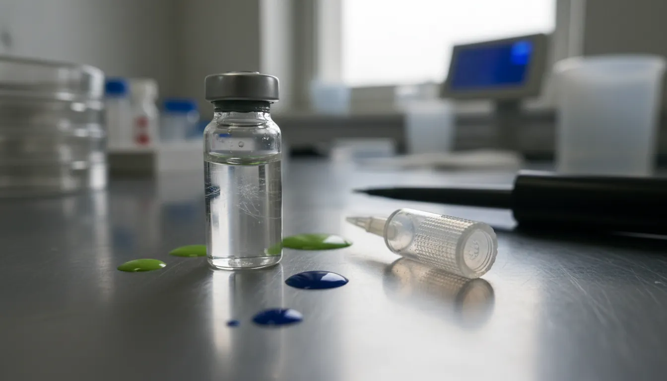 A DNA sequencing sample on a lab bench with a pipette
