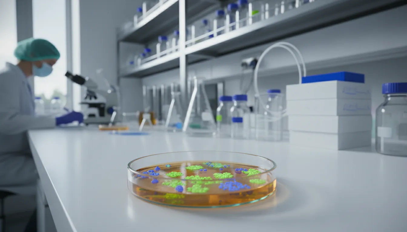 Petri dish with cell cultures in a clinical lab