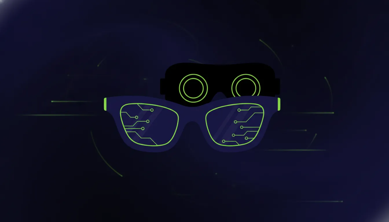 Minimalist illustration of smart glasses and VR headset