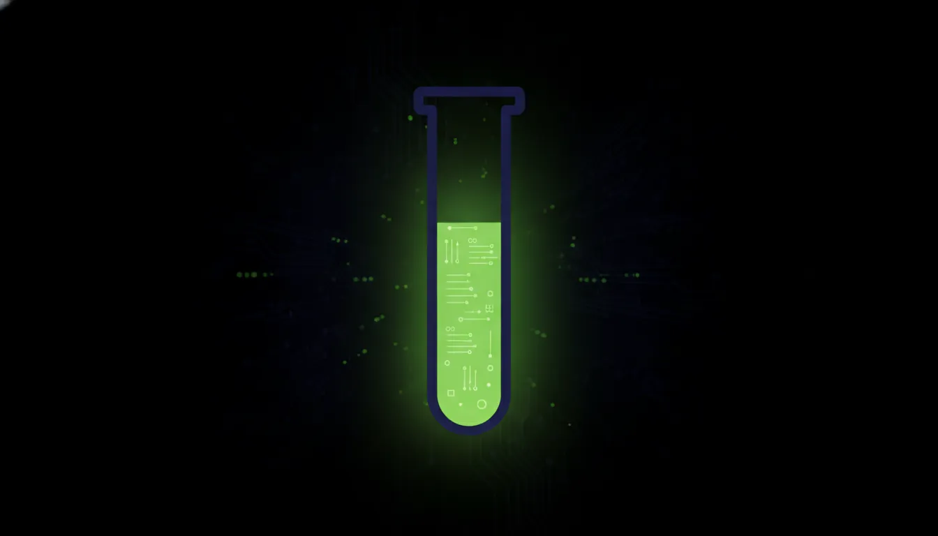 A minimalist illustration of a test tube representing data analysis in labs.