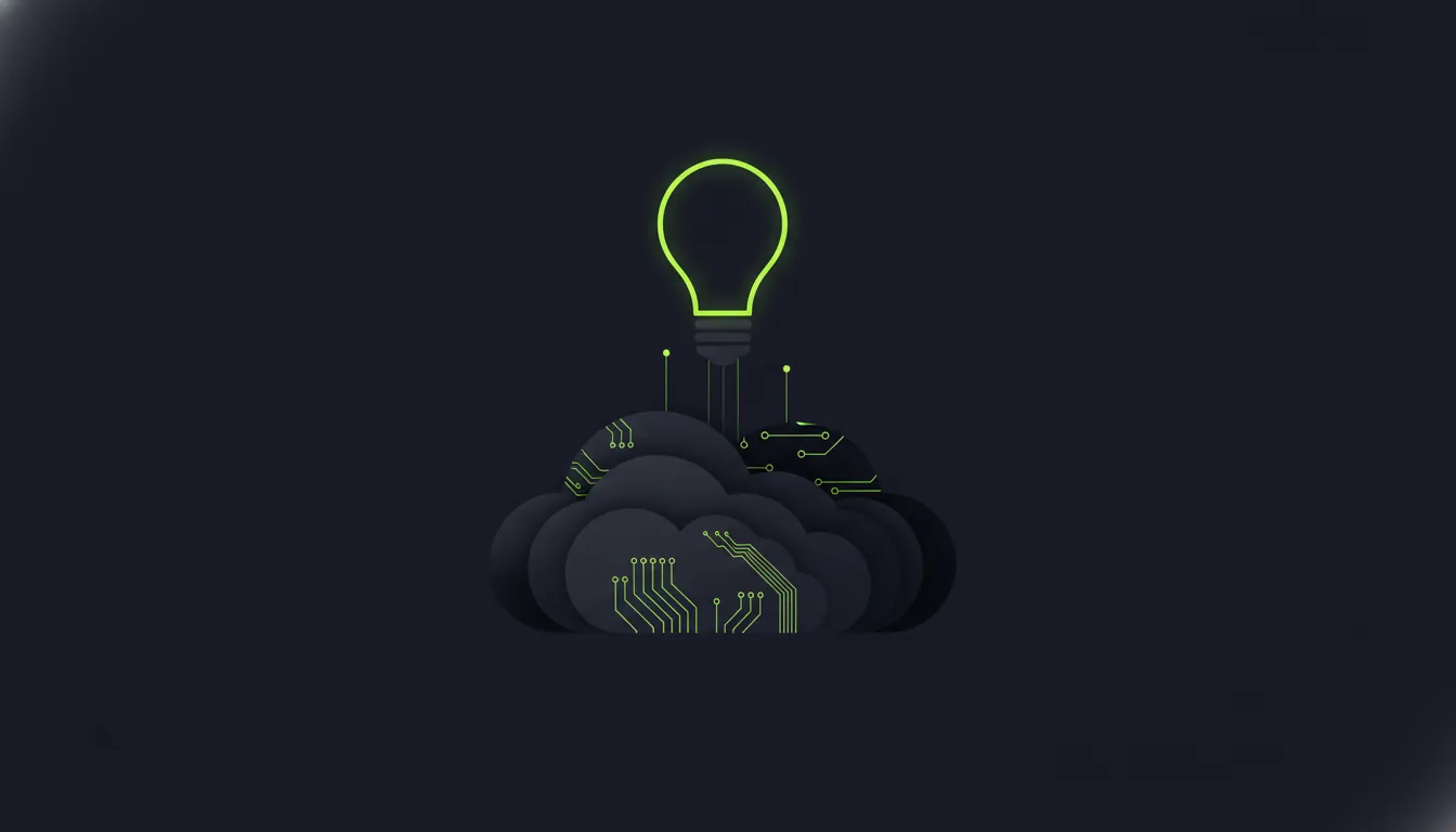 A minimalist illustration of a light bulb above a cloud, representing innovation in AI.