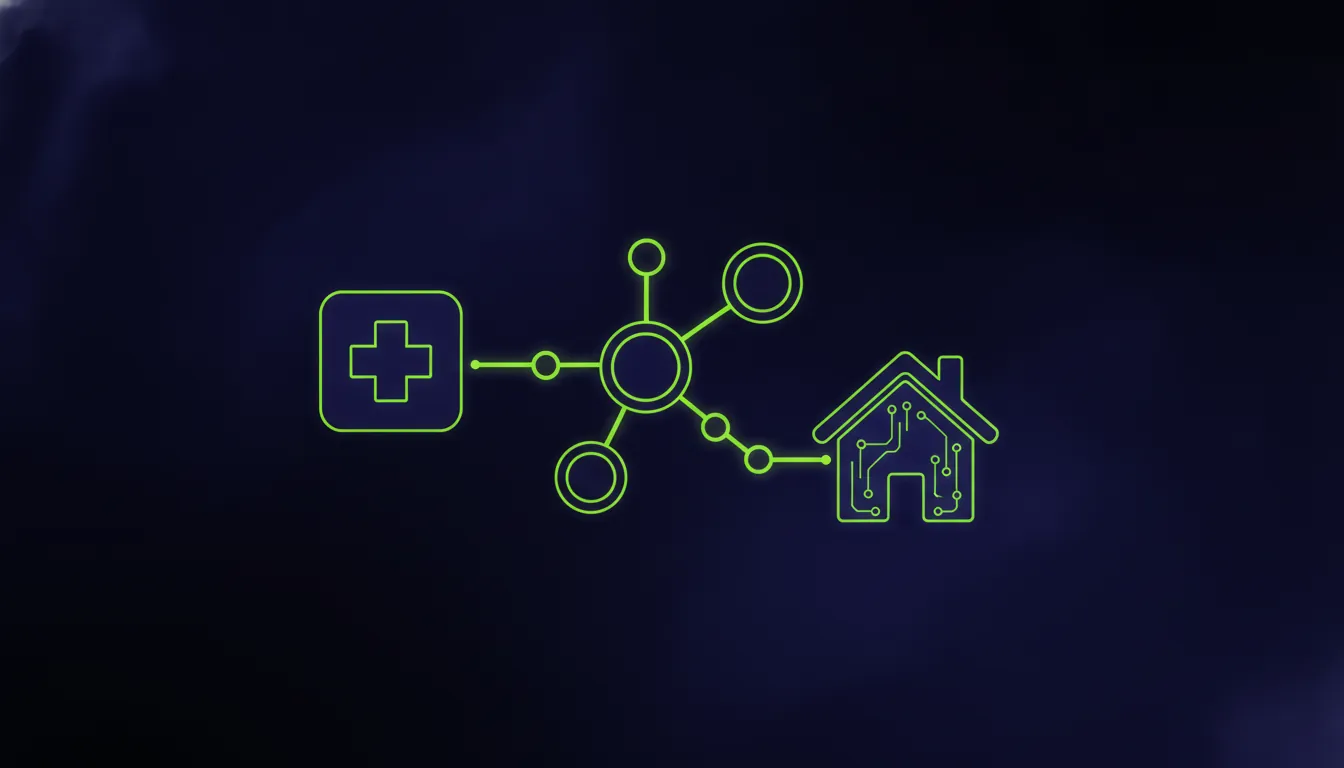 Minimalist illustration of a healthcare network with interconnected nodes