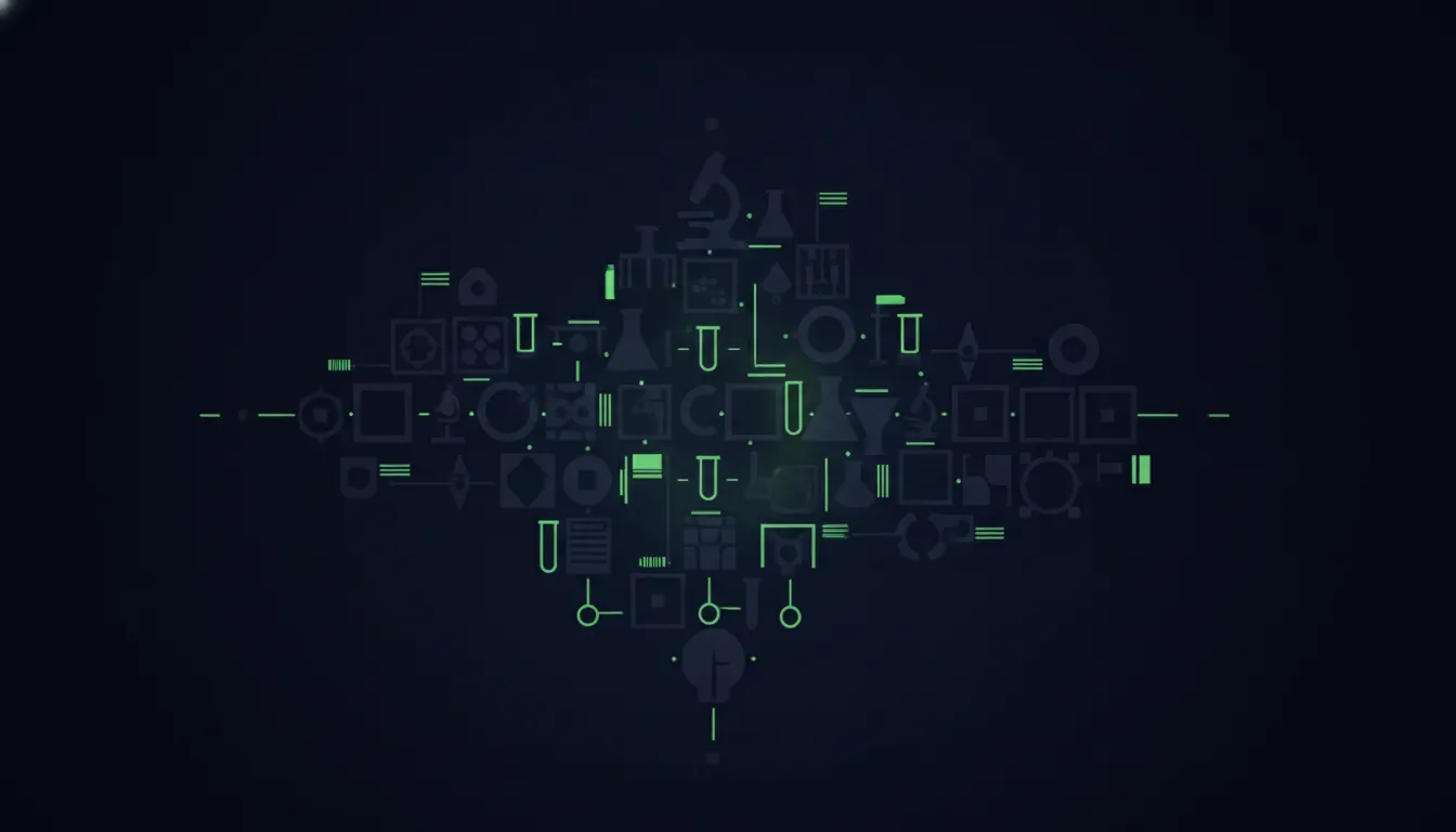 Silhouette of interconnected laboratory instruments