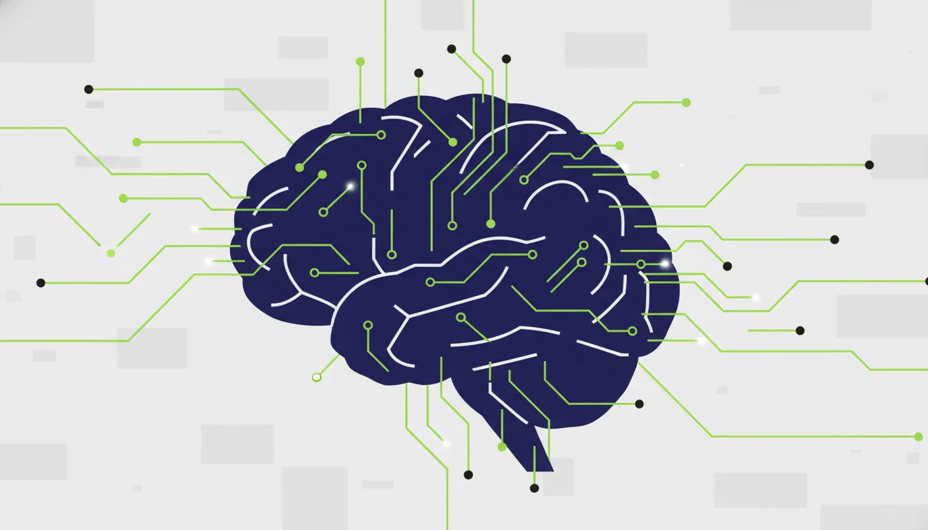 A minimalist illustration of a brain and circuit pattern representing AI in healthcare.