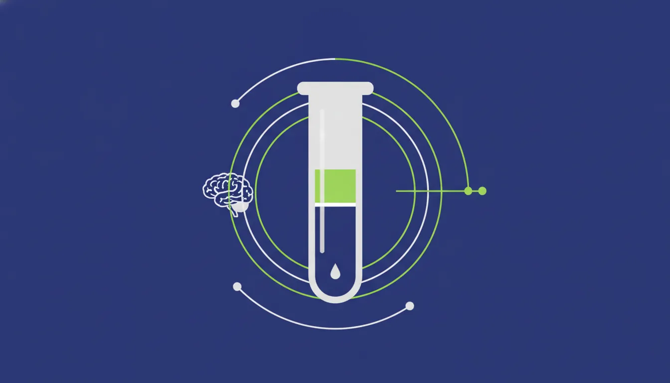 A minimalist illustration of a test tube with a blood sample for precision psychiatry.