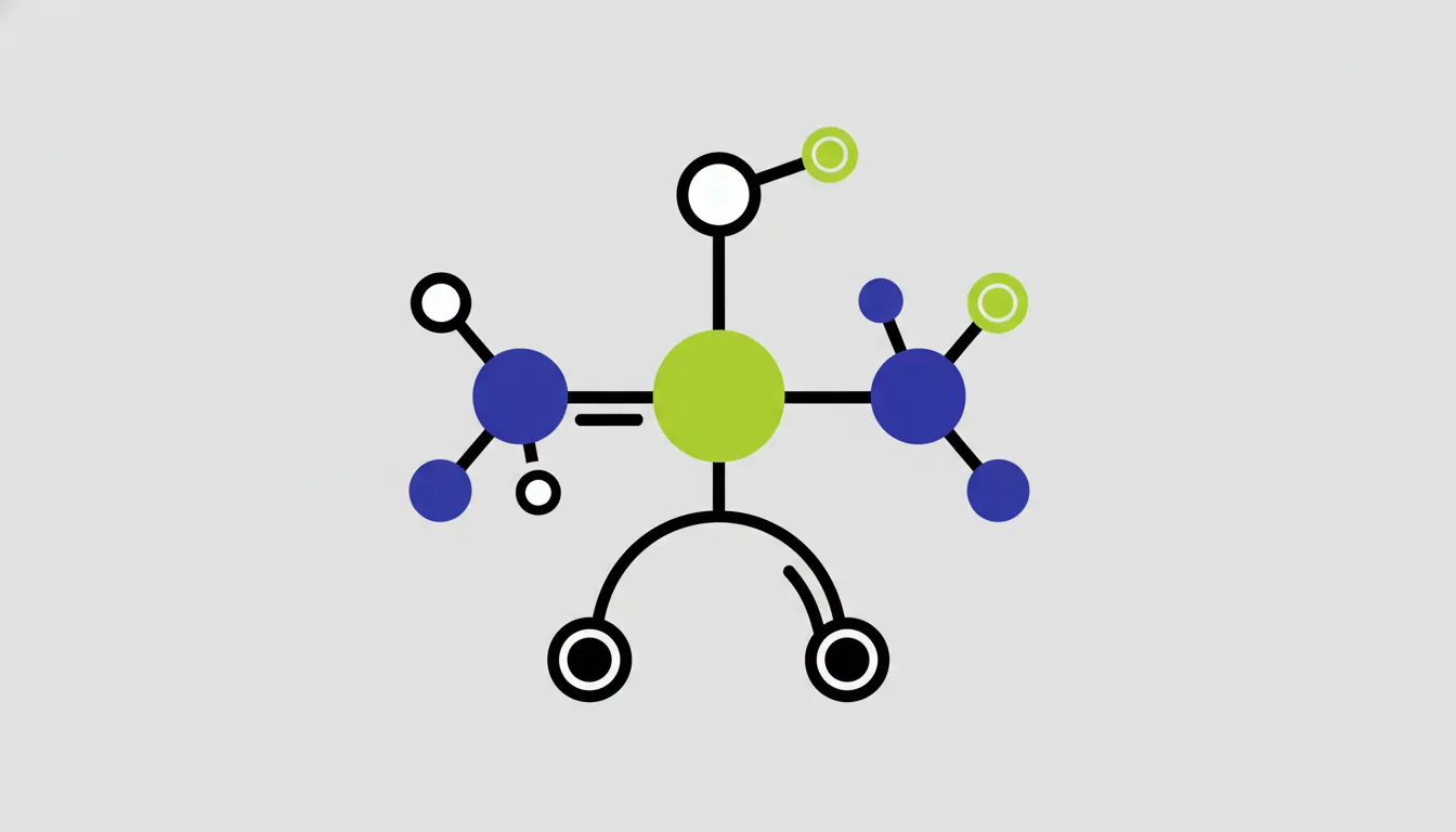 A minimalist representation of a drug compound molecule in flat design.