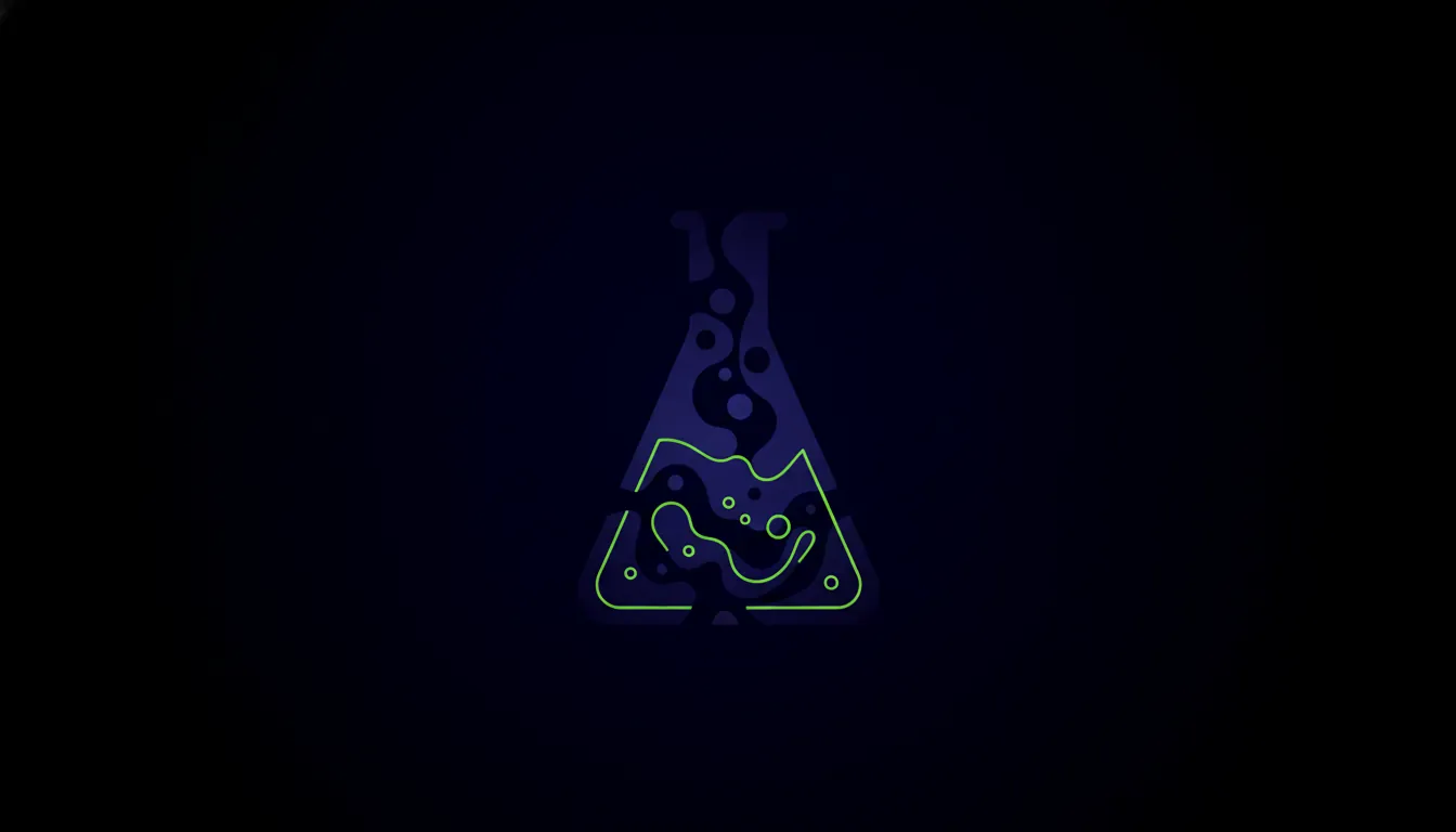 A minimalist illustration of a laboratory flask representing biotech research.
