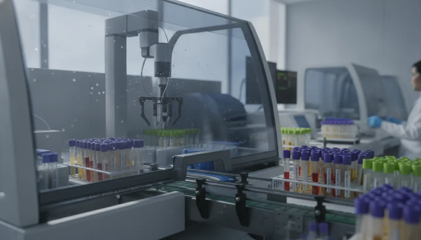 Automated analyzer system in a clinical lab with test tubes
