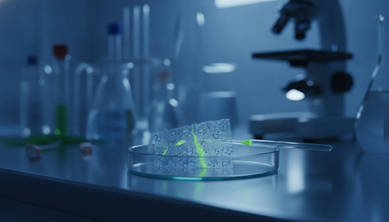 Tissue sample in a petri dish on a lab bench