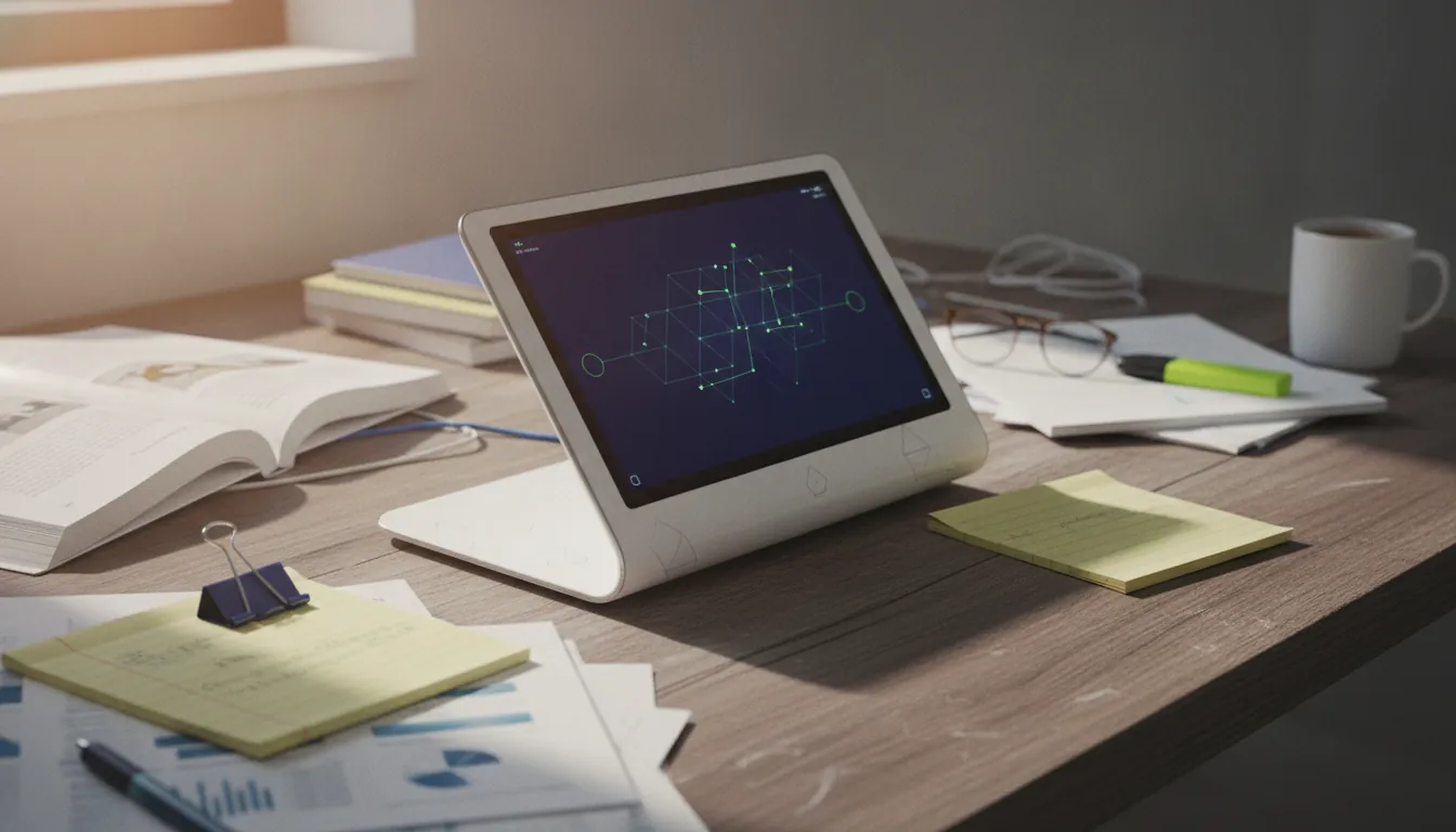 A clinical decision support device on a desk in a healthcare setting.
