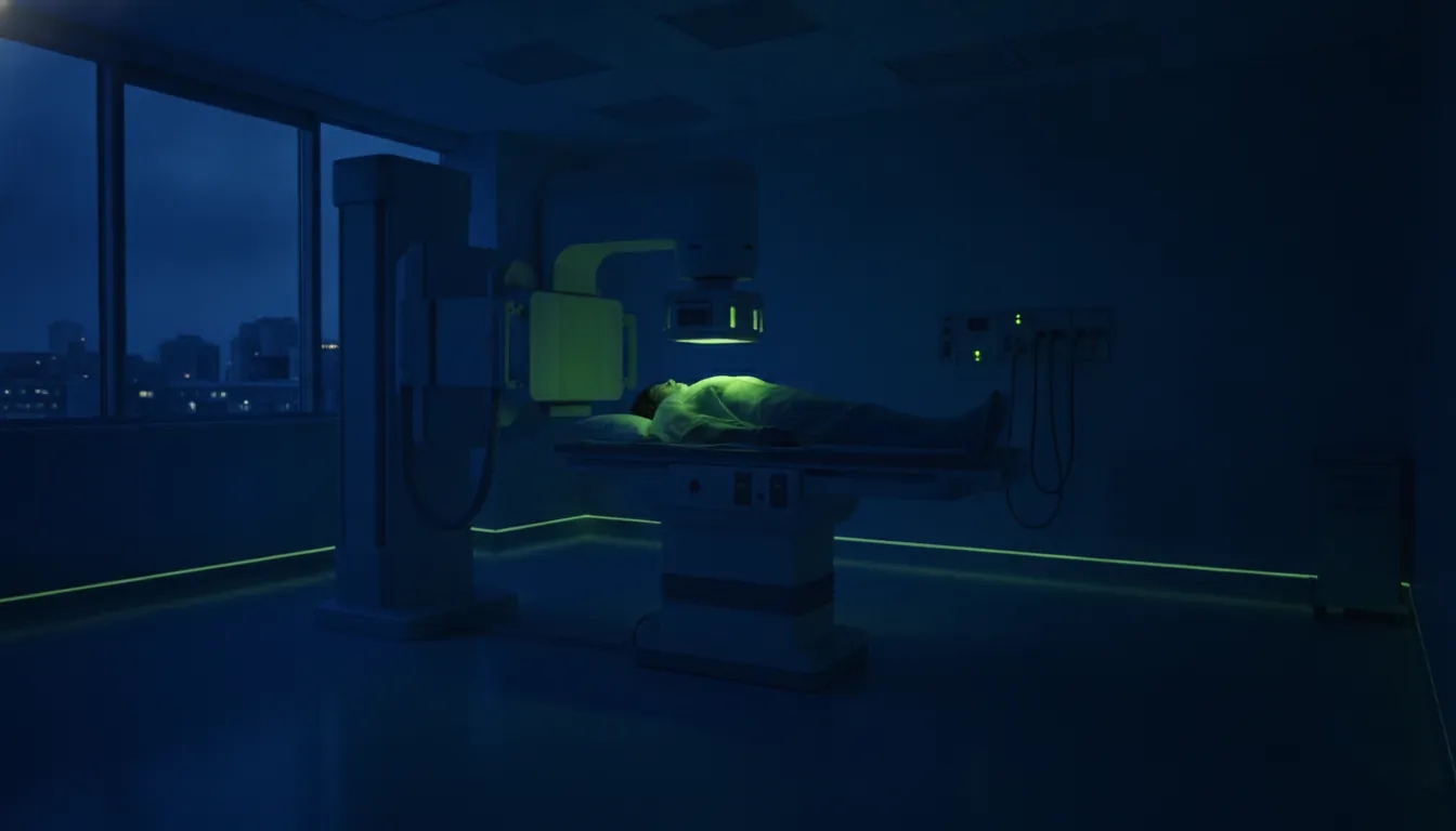 X-ray machine in a hospital radiology room