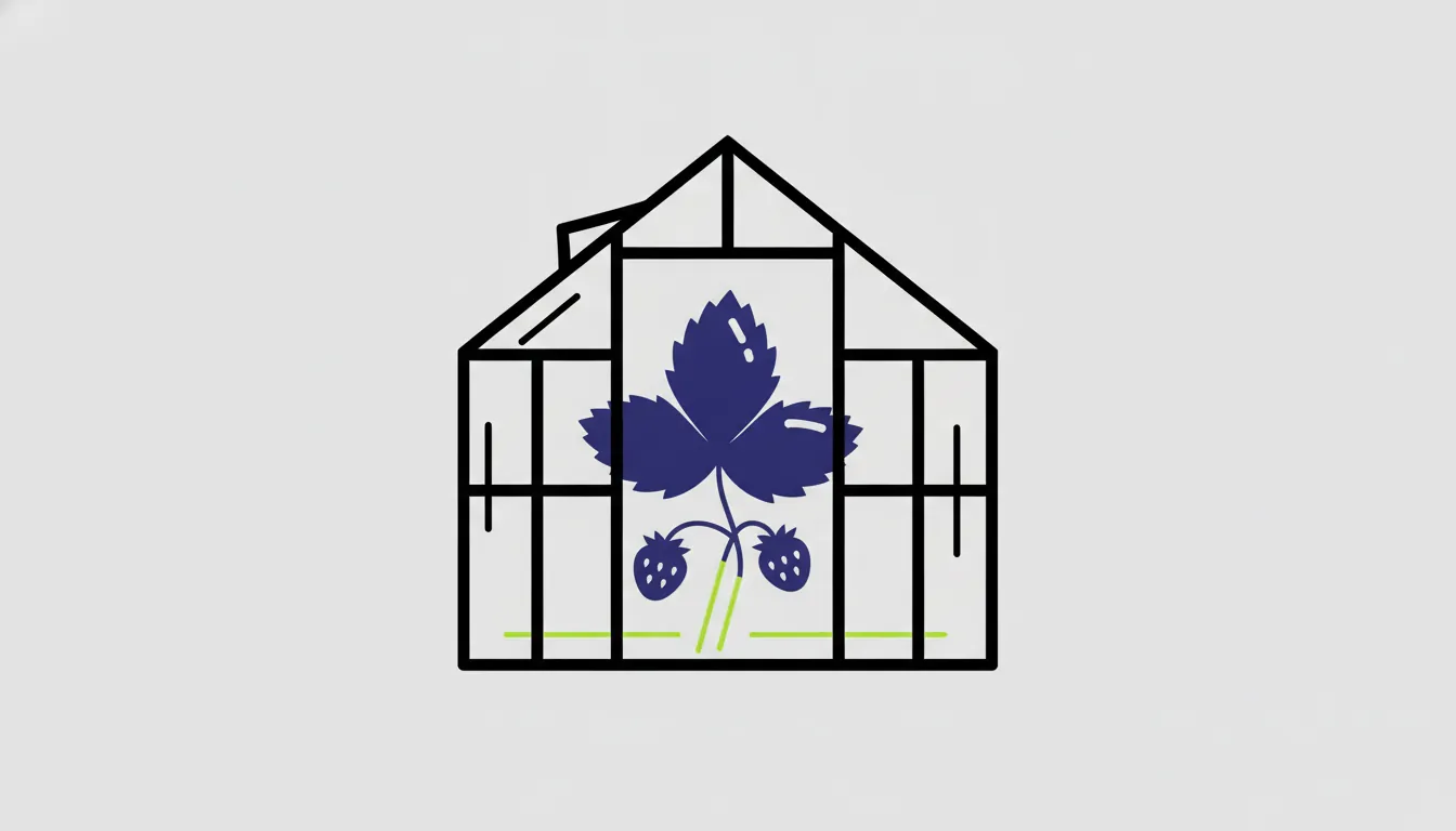A wild strawberry plant in a greenhouse