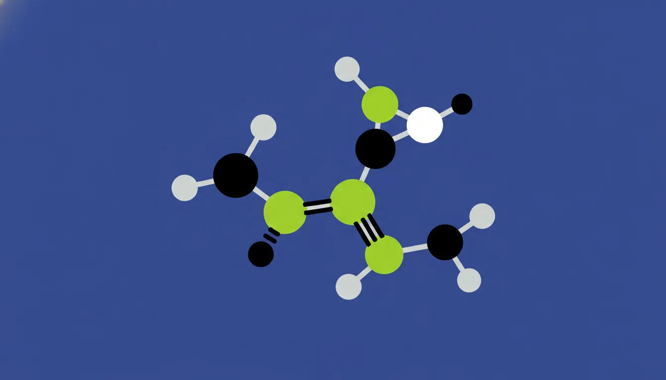 A flat illustration of a drug molecule on a solid background.