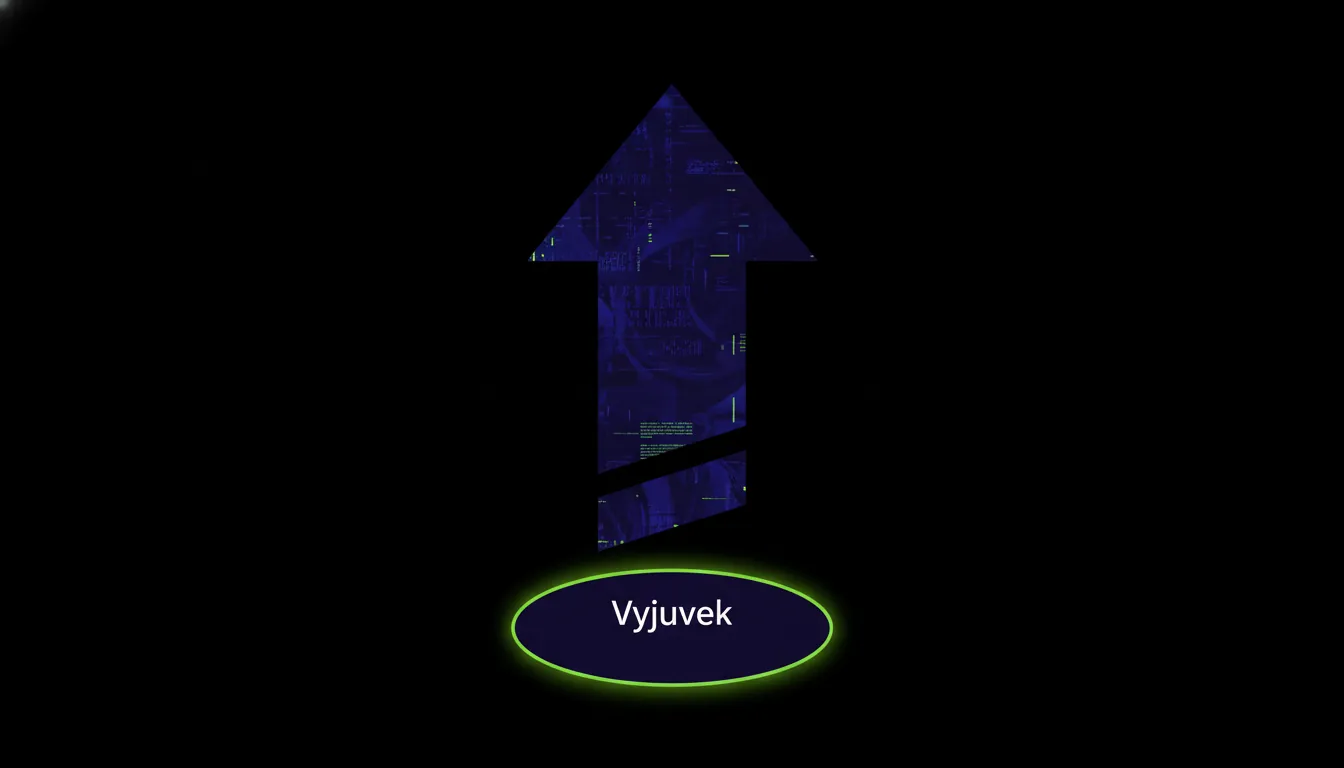 Stylized upward arrow symbolizing stock growth with a circular base representing Vyjuvek.