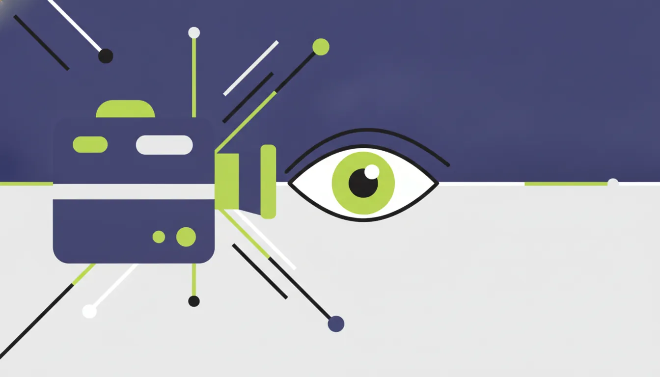 A flat illustration of a fundus camera and an eye, symbolizing diabetic retinopathy screening.