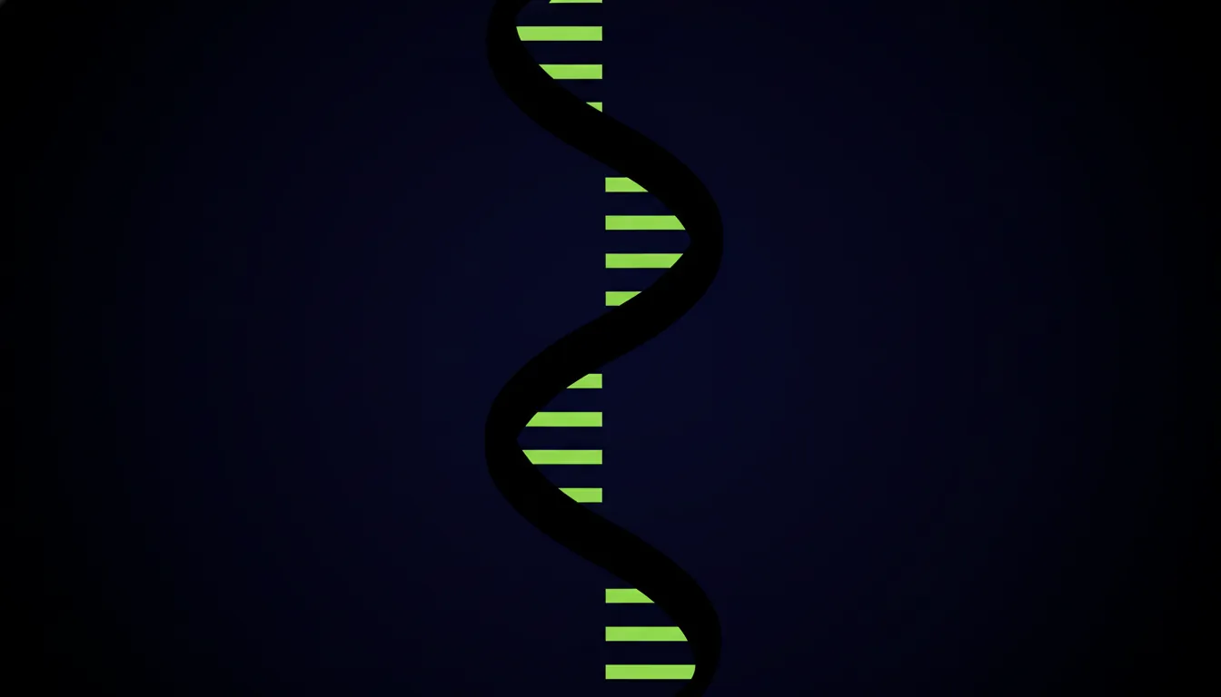 Minimalist illustration of a DNA strand in a dark palette