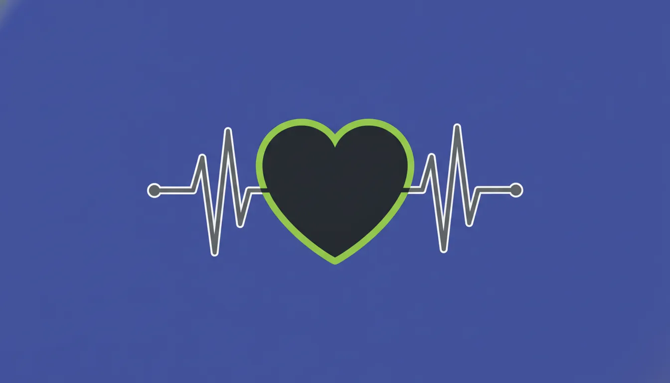 Flat illustration of a heart with a digital pulse line