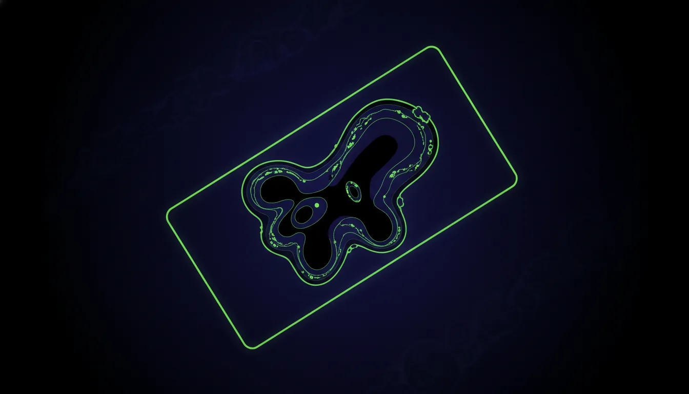 A minimalist illustration of a tumor biopsy sample on a histology slide in a dark color scheme.