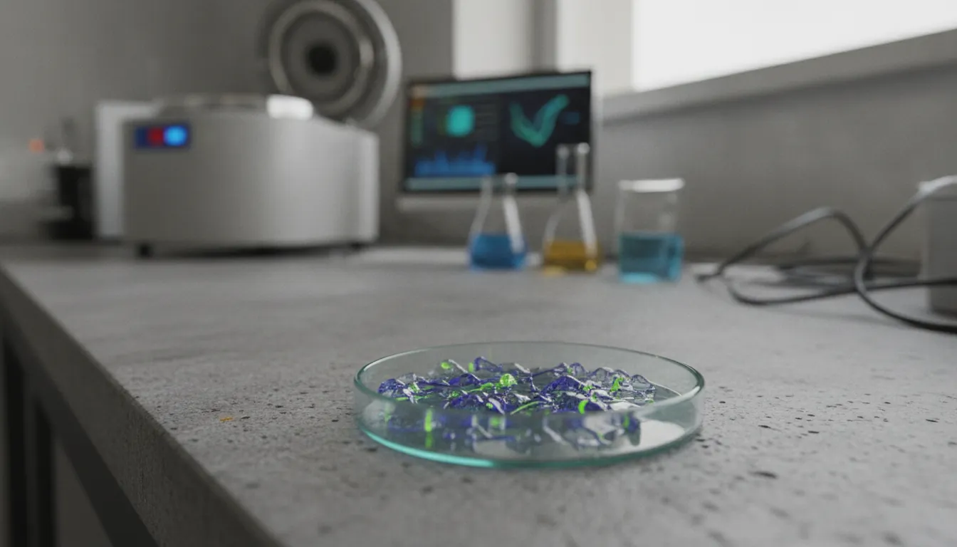 A genomic sample in a petri dish on a lab bench