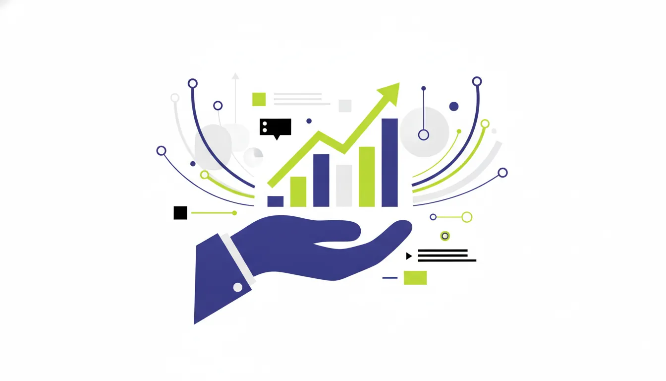 A hand holding a sales graph silhouette