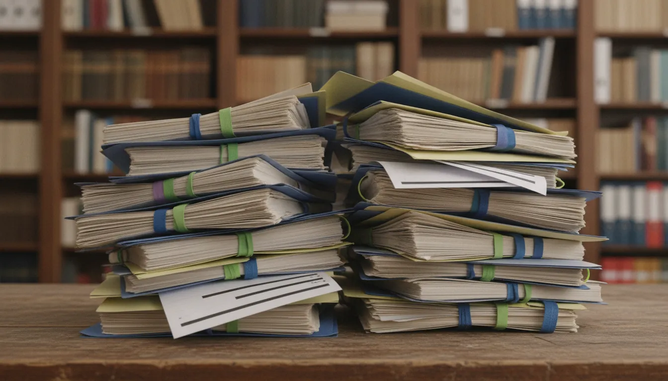 A stack of clinical data records in a research facility