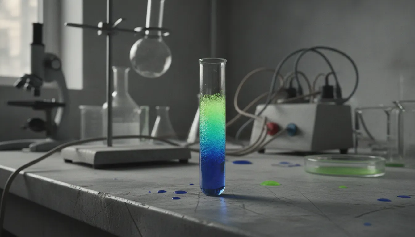 A test tube with a biological sample on a lab bench