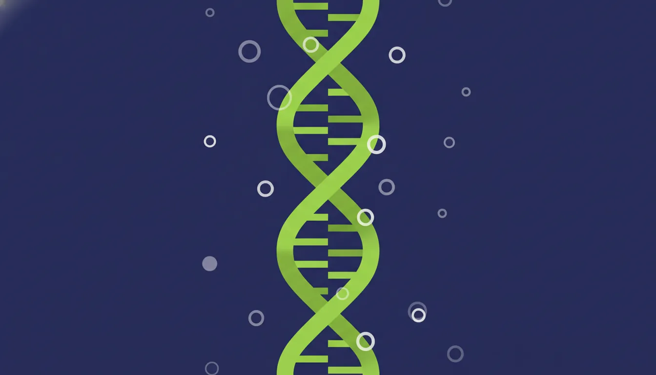A minimalist illustration of a DNA strand and data points representing precision oncology.