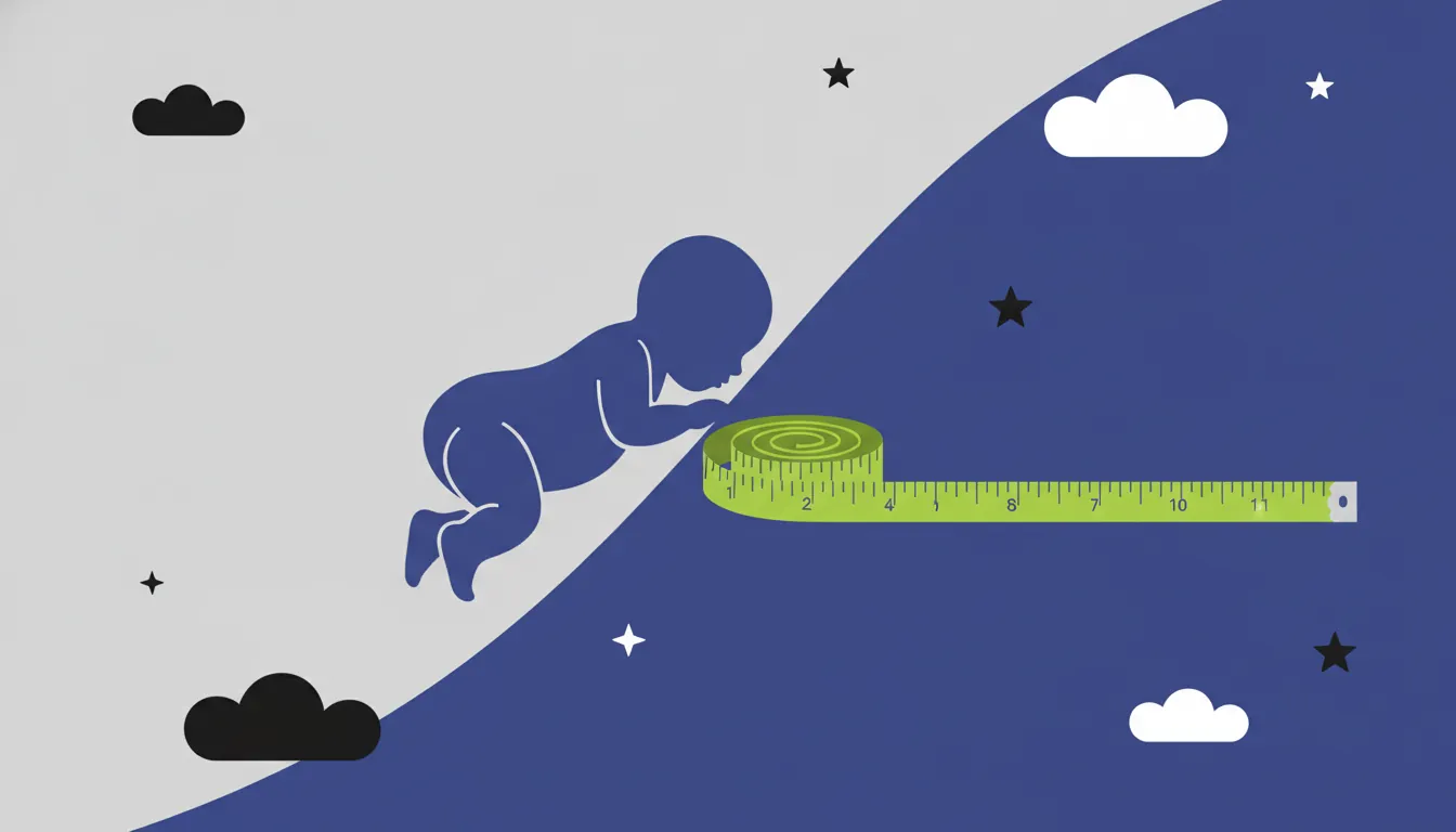 A minimalist illustration of a newborn and measuring tape representing neonatal care.