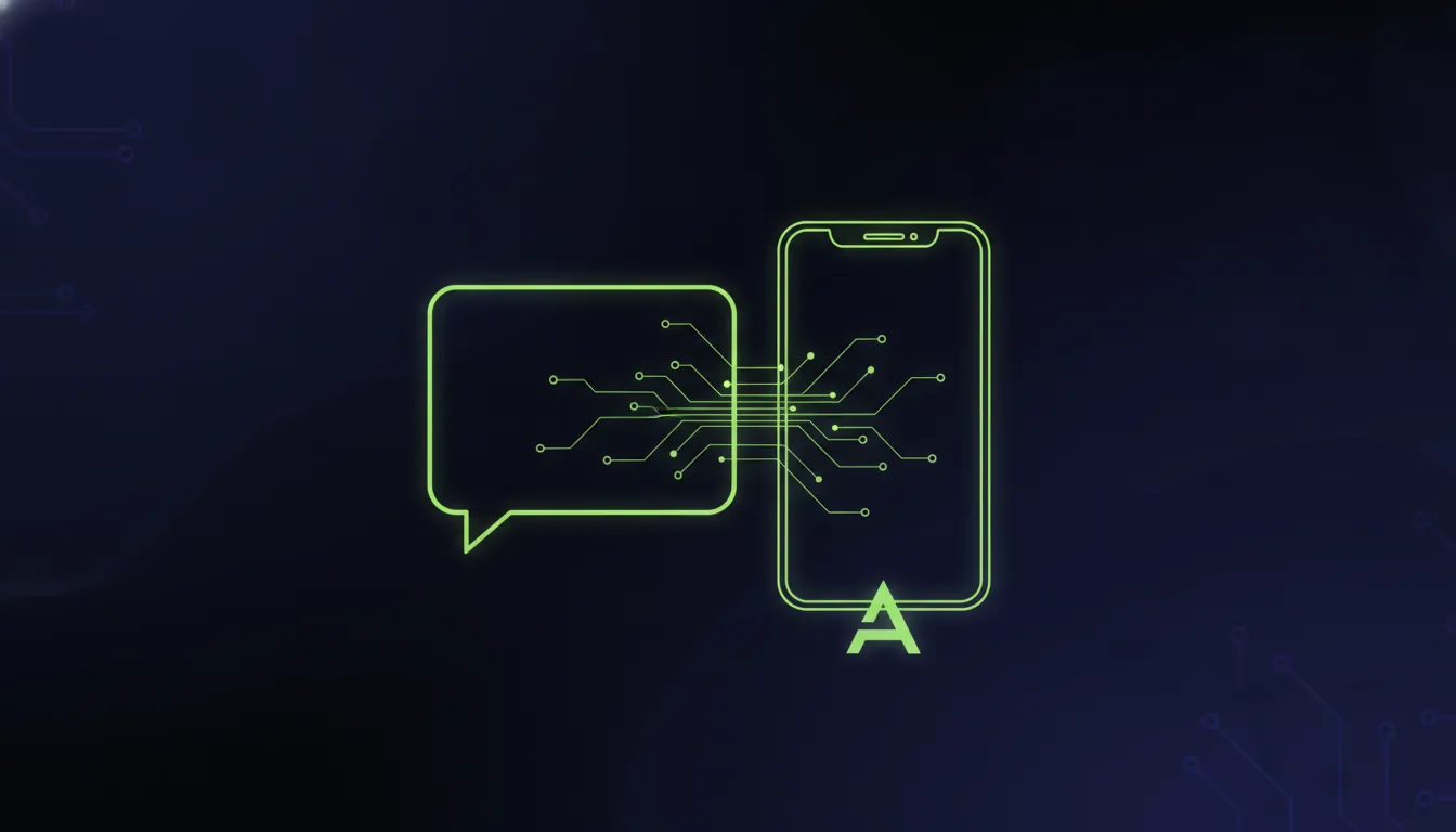 A minimalist illustration of a text message bubble and smartphone representing digital health communication.
