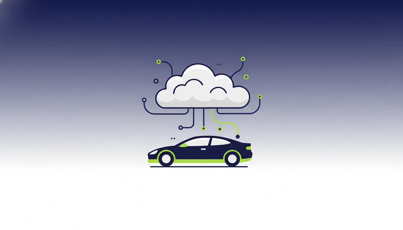 A minimalist representation of a car and cloud, illustrating automotive connectivity.
